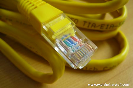 Ethernet networking cable in close-up