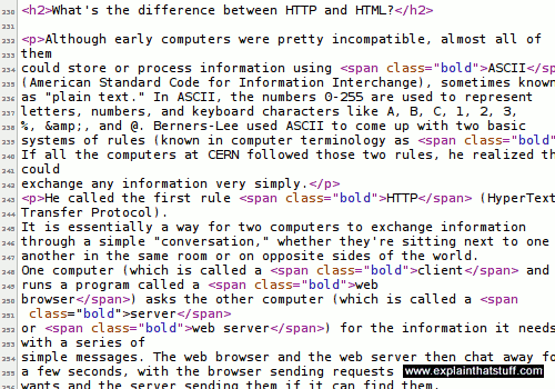 Example of HTML code for a web page