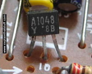 A transistor on a printed circuit board from a radio.