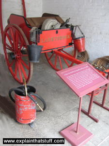 A historic fire engine cart from 1880