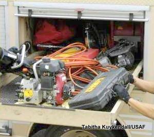 Miscellaneous equipment carried inside a fire truck