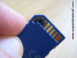 Electrical contacts on a secure digital SD flash memory card