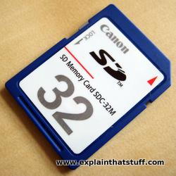 A secure digital flash memory card from a digital camera