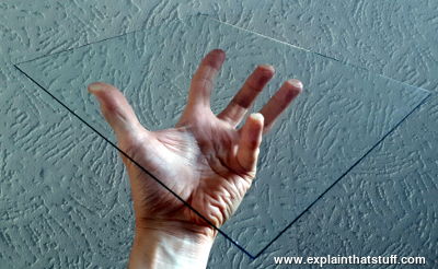 A pane of float glass floating on a human hand