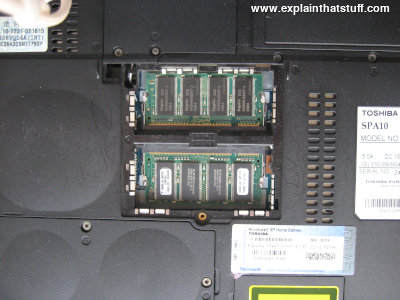 The memory expansion slot on a typical laptop