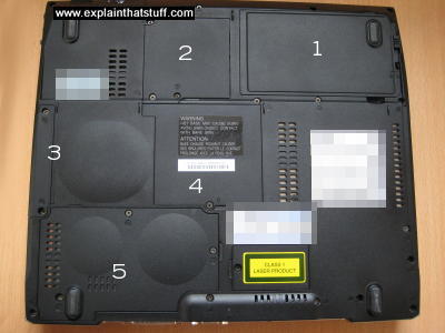 The service flaps on the bottom of a typical laptop