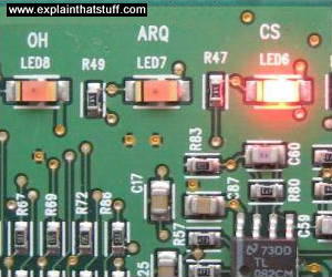 Bank of LEDs on an instrument panel