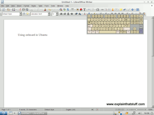 The on-screen accessibility keyboard in Linux Mint