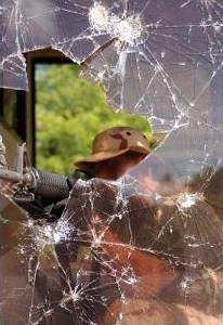 Normal glass offers little protection against bullets because it just shatters