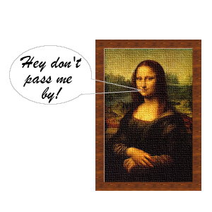 Mona Lisa talking from a speech bubble