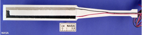 A typical thermocouple, showing the junction of metals. NASA photo.