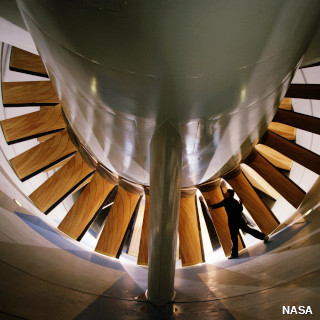 Fan blades in a wind tunnel