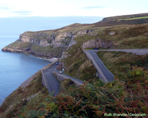 Zig-zag path up a cliff